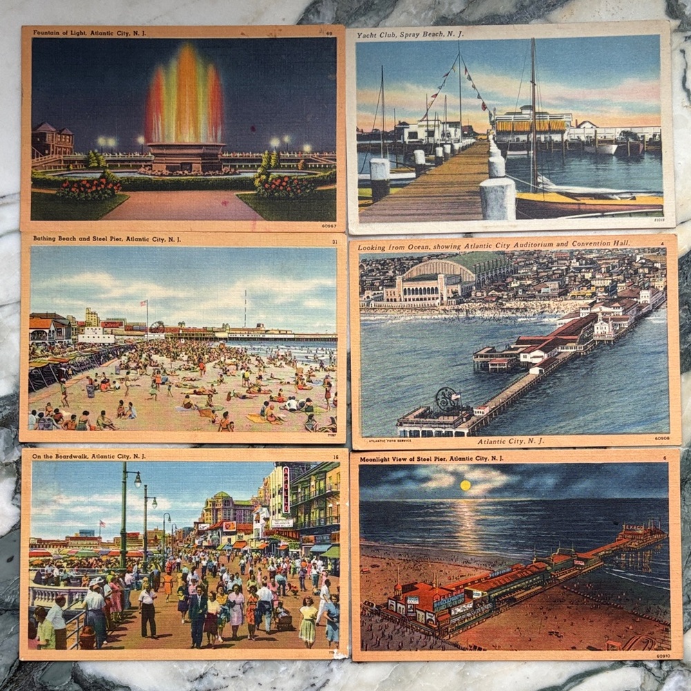 Vintage Atlantic City New Jersey Postcards Set Tichnor Linen
